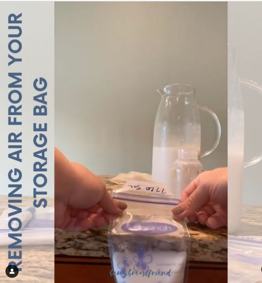 remove air from milk storage bag before freezing